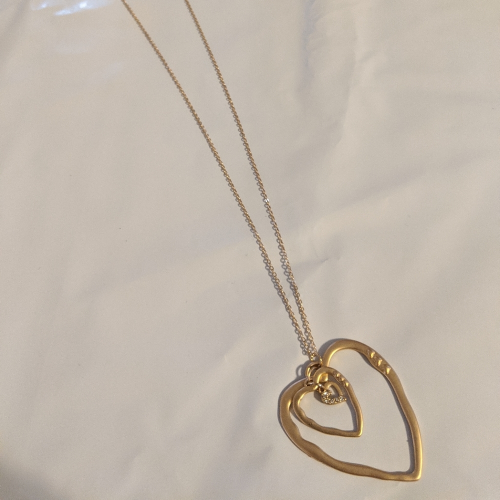 La3 accessories gold tone triple heart  necklace